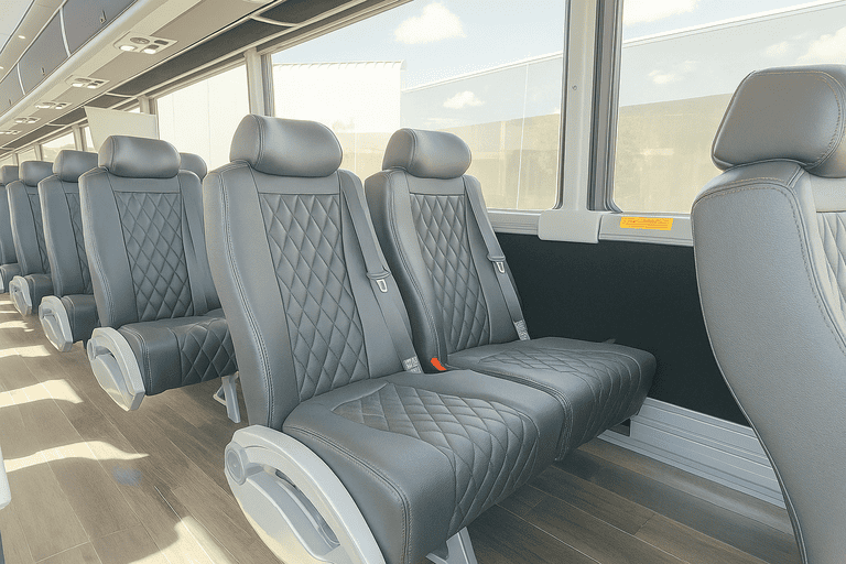 interior of Ames Coach Bus Service charter bus